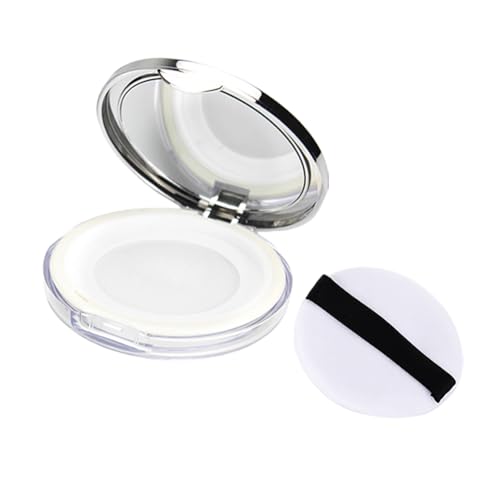 Contenedor de polvo suelto vacío de plástico plateado de 5 g con espejo y soplo, rellenable, elástico, tamiz de polvo, portátil, caja de polvos de maquillaje, frascos de cosméticos de viaje