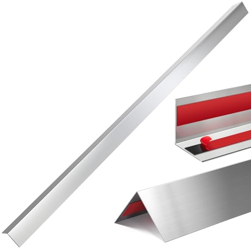 Image of Therwen 5 Pcs 1.5 x 1.5 x 48 Inches 304 Stainless Steel Corner Guards Metal Wall Guard Protector Corner Trim Molding for Door Countertop Furniture Cabinet Protection