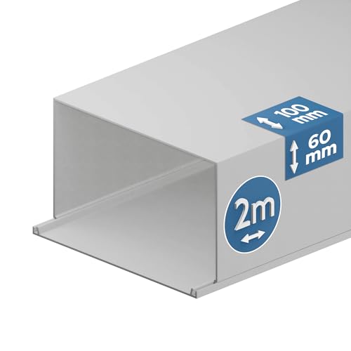 EDO Kanał Kablowy PVC 100x60 mm Biały 2 m - Listwa Maskująca z Pokrywą Zatrzaskową - Korytko Kablowe Natynkowe - Osłona Przewodów na Ścianę do Domu, Biura, TV, RTV, Komputera