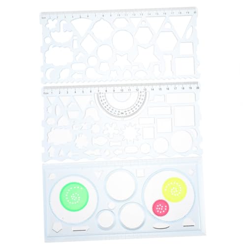TOGEVAL 3pcs クリエイティブ描画テンプレート定規点 多機能幾何学図形ツール 学習 用文具 用カラーランダム ランダムカラー