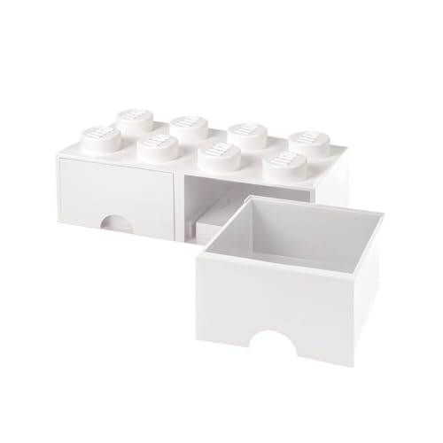 Lego 40061735-A brique 8 boutons, 2 tiroirs, boîte de rangement empilable, 9.4 l, Blanc, Plastique, 8 plots