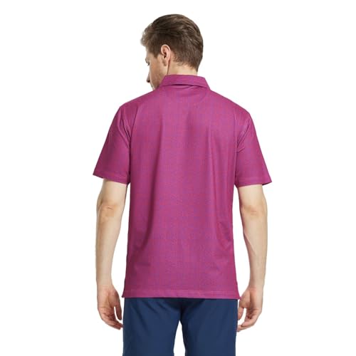 Image of M MAELREG Mens Golf Shirt Short Sleeve Dry Fit Print Moisture Wicking Performance Patterns Collared Polo Shirt