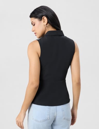 Image of Symbol Premium Women's Polyester Solid Sleeveless Wrap Top (Regular Fit | Desk-to-Dinner) (Available in Plus Sizes)