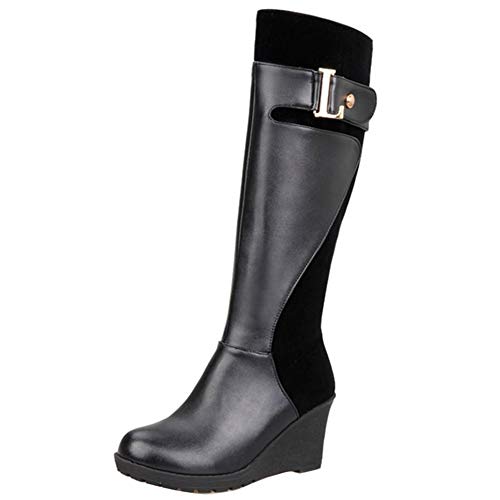 SJJH Women Knee High Wedge Boots