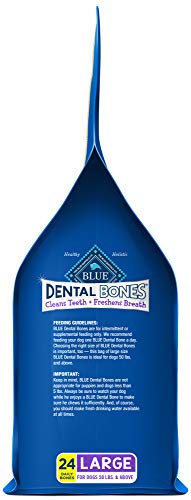 Blue Buffalo Dental Bones Large Natural Dental Chew Dog Treats, (50 Lbs And Up) 36-Oz Bag Jumbo Pack #TOP7