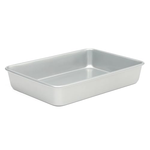 Martha Stewart Gallen 13 x 9 Inch Rectangular Nonstick Carbon Steel Cake and Baking Pan - Durable Silver Bakeware for Cakes, Brownies, and Roasting