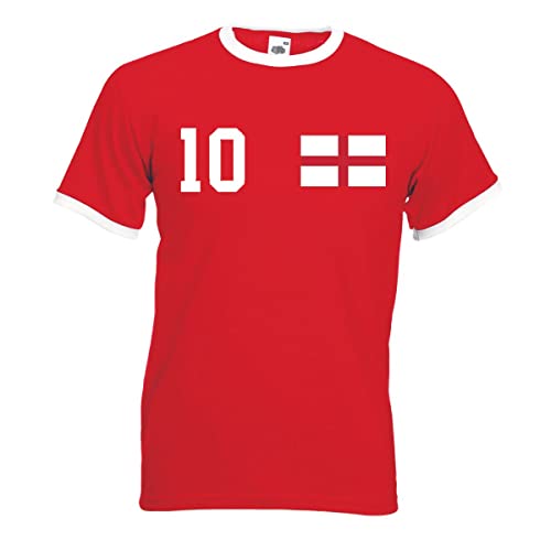 Herren T-Shirt Trikot England mit Wunschname + Nummer - Rot XL