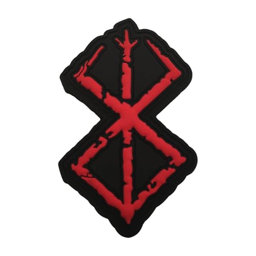 Berserk Rune Red Ancient Nordic Symbol Comic Manga Lover PVC Patch Tactical Military Funny Hook and Loop Morale Patches PVC Patch for Bag Molle Vest Backpack Clothing DIY Applique Hat Jackets