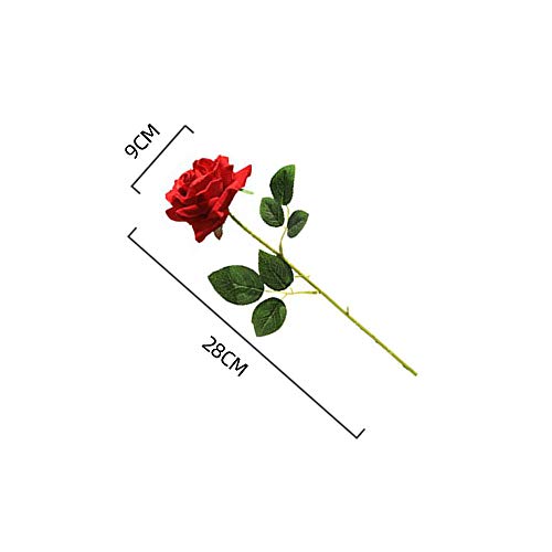 Cosswe Artificial Silk Rose Artificial Rose Eternal Flowers Single Stem Gift Wrapped Roses for Wedding Bouquets Anniversary Party Hotels Office Decoration (Red)