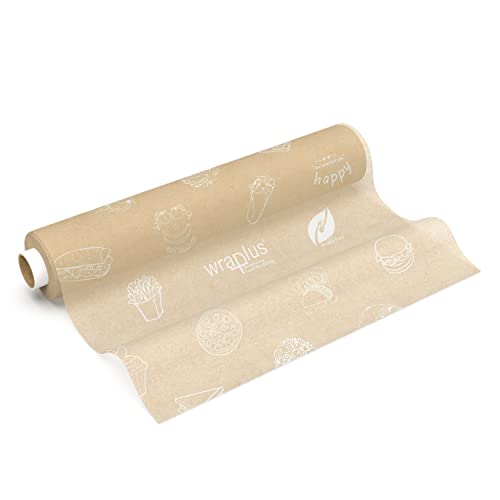 Image of WRAPLUS REDEFINING Food Wrapping Khaki Wrapping Paper I Brown and White I Food Wrapping Paper roll | Roti Wrapping Paper | Perfect for Packing and Serving Food | Roll Wrap for Food (20M Pack of 1)