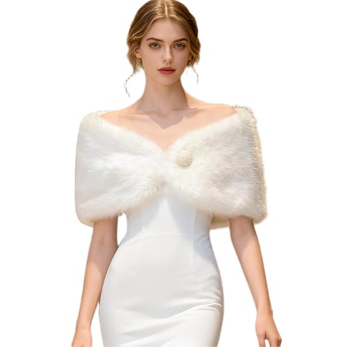 OIXEYA Bufanda Cuello Pelo Mujer Chal Piel Sintética Estola Calentador Cuello para Abrigo Invierno Fiesta Boda