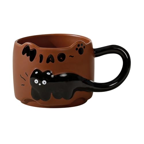 FLYGWIN マグカップ コーヒーカップ 猫和風マグカップ 陶器 セラミック大容量 可愛い コップオシャレ 洗いやすい 焼き物 コップ 珈琲 紅茶 緑茶 食器 結婚祝い 生日礼物 引越し祝い 記念日 プレゼント 暖かいお茶
