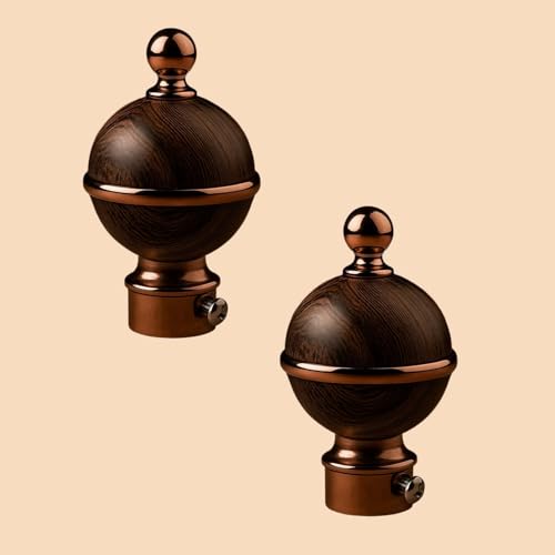 Image of Urban Elite Premium Curtain End Cap - Elegant Decorative Rod Finial for Window Drapes, Smooth Finish, Durable & Stylish, Perfect for Home & Office Decor (Rosegold|Wooden, Wooden, Medium)