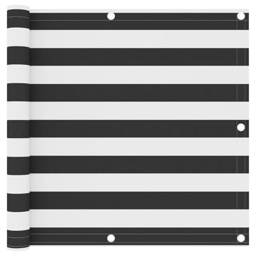 Vopese Toldo para balcón, toldo Enrollable retráctil Lateral para terraza, Tela Oxford, Gris Antracita y Blanco, 90x500 cm, Impermeable, protección UV, for jardín, terraza, Ventanas