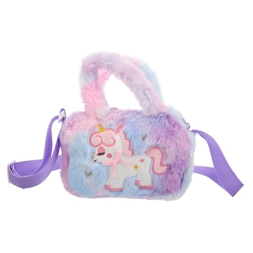Bolso bandolera de unicornio de peluche infantil con correa ajustable para regalo