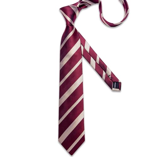 Image of DiBanGu Mens Striped Tie Silk Woven Necktie and Pocket Square Cufflinks Tie Clip Set Wedding Business Formal Gift Tie for Men