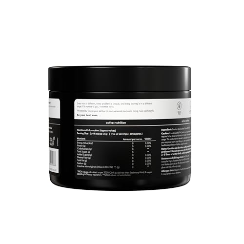 Image of Man Matters Pure Micronised Unflavoured Creatine Monohydrate - 125g (50 Servings) | Enhances Strength, Muscle Mass, and Athletic Performance | Rapid Absorption & Muscle Recovery | 100% Pure Creatine
