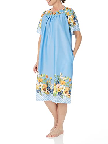 Image of AmeriMark Casual Women's Patio Muumuu House Dress Loose Comfortable Short Sleeve Sun Dress Lounger Gown Sleepwear for Ladies