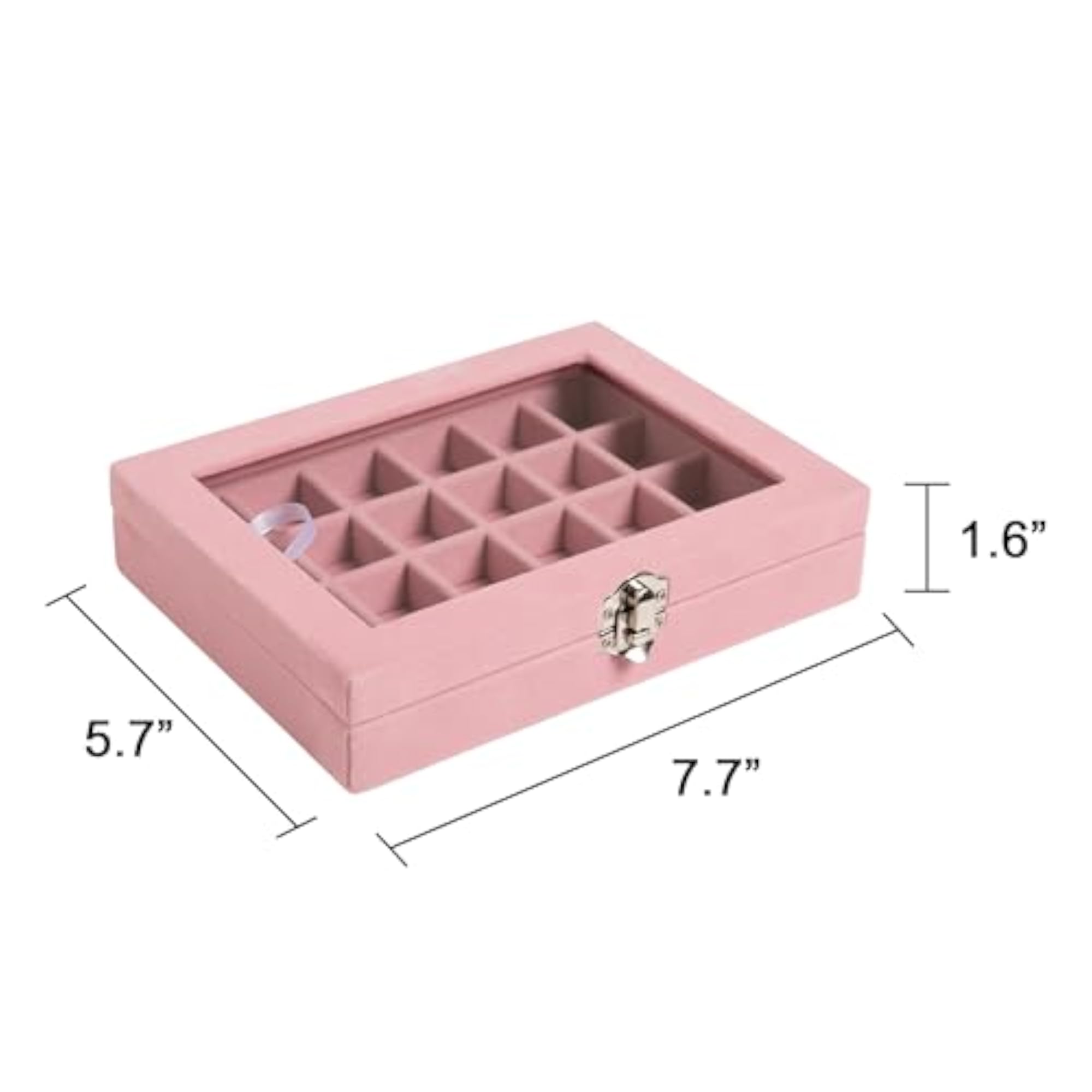 24 Grid Jewelry Tray, Velvet Earring Organizer with Clear Lid