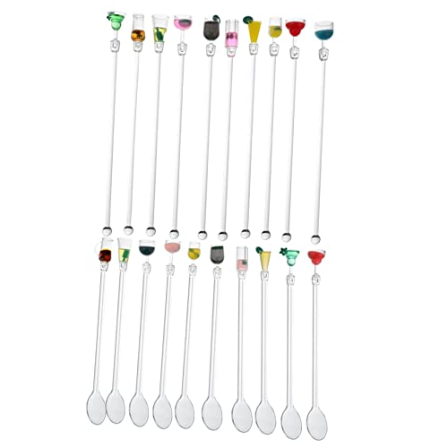 BRIGHTFUFU Mixing Stick Set 20pcs Acrylic Stirrer Sticks for Cocktails Juices Bars Parties