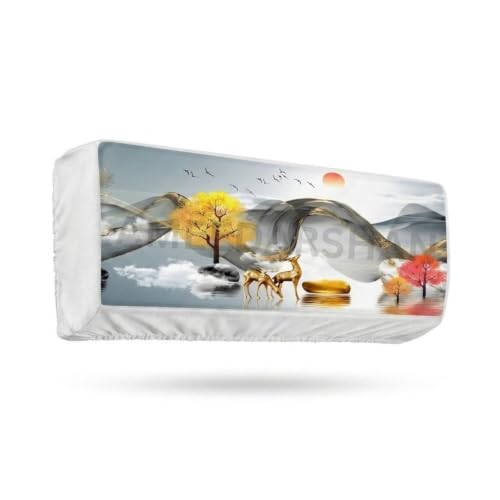 Image of Polyester AC Cover 1.5 Ton Golden Sunset | Printed, Air Conditioning Dust Cover, Folding Designer, Indoor Split AC, 97X 31X 21 CM