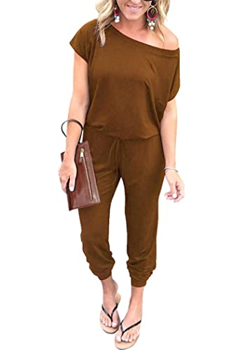 Image of PRETTYGARDEN Jumpsuits for Women 2026 Summer Dressy Off Shoulder Romper Spring Vacation Travel Lounge Outfits Clothes