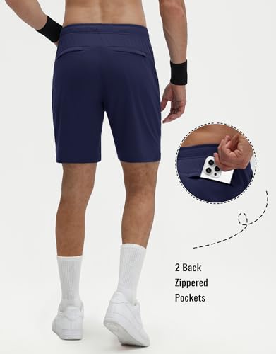 M MAELREG Mens Shorts Athletic with 4 Zipper Pockets Lightweight Breathable Sports Shorts for Daily Wear Navy — view 5