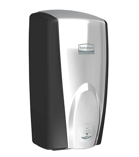 Image of Rubbermaid Commercial Products AutoFoam Hand Soap & Sanitizer Dispenser, Black /Chrome, Touchless, Wall Mount, Battery Operated, for Restrooms in Offices /Hotels /Entertainment /Schools