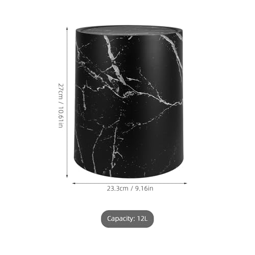 Caneca de basura con tapa oscilante diseño mármol negra miniatura 2