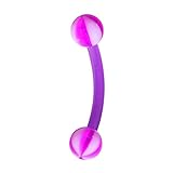 Tamaño: 1.2 mm / 16 G - Longitud: 08 mm - Bolas: 03 mm - Material: Bioflex / Bioplast - Color principal: Púrpura