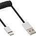 Produktbild InLine 35871 USB 2.0 Spiralkabel, USB Typ-C Stecker an A Stecker, schwarz/Alu, flexibel, 1m