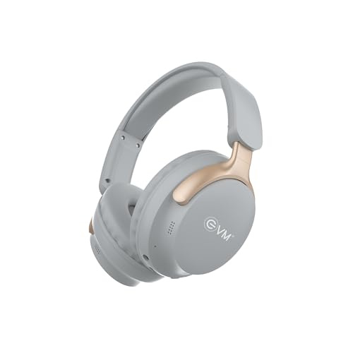 Image of EVM EnSonic Over Ear Wireless Headphones | Bluetooth 5.3+EDR | 40mm Drivers | Deep Bass Sound | 40H Playtime | HD Mic | Foldable Design | AUX Support, Lightweight | 1 Year Warranty (EVM-WHF-01-Grey)