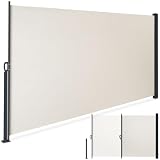 tectake® Tenda Laterale Avvolgibile, Estensibile, 300 x 180 cm, Paravento da Esterno, Tenda Parasole Esterno, in Acciaio, per Giardino, Balcone e Terrazza, Frangivista Frangivento da Esterno - Beige