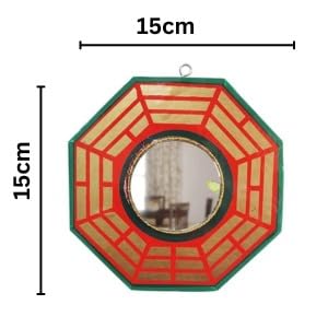 Image of Wood Acupressure Bagua Octagonal Mirror For Vastu Feng Shui Convex Bagua Mirror Positive Energy,Protection Wall Door Hanging For Home&Office (Multicolor,5 Inch) (Referred By Vastu Expert)