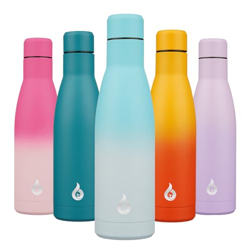 Image of BJPKPK Insulated Water Bottle 17oz Stainless Steel Water Bottles Dishwasher Safe Reusable Metal Thermal Keep Cold and Hot,Sea Salt
