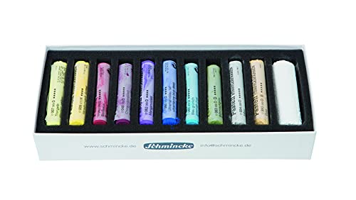 Schmincke - Pastel, Cardboard Set With 10 Colors + 1 X White In Xl, 77 751 097, Wooden Box With 11 Pastel Pencils, Handmade Pastels, Brilliant, Velvet-Matte, Highly Lightfast Shades #TOP2