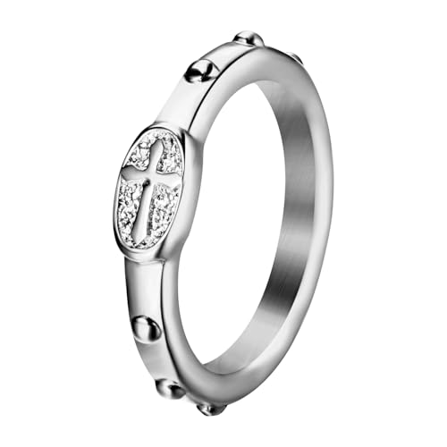 Flongo Anillo De Cruz De Plata Para Mujer: Anillo De Acero Inoxidable Con Cruz Religiosa - Joyería Cristiana Para Mujer - Tallas españolas 12