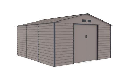 Gartenhaus G21 GAH 1300, 340 x 382 cm, grau, einfache Montage, 13 qm, verzinkte Oberfläche, Lüftungsgitter
