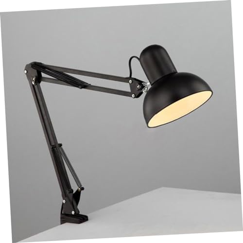 HOMSFOU Lámpara De Mesa Con Abrazadera De Brazo Oscilante Negro Luz De Oficina Y Estudio Para Superficies Verticales Y Horizontales Sin Bombilla - imagen 3