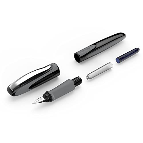 Image of Schneider Ray 168215 Fountain Pen Right-Handed with Standard Ink Cartridge Royal Blue Space Blue