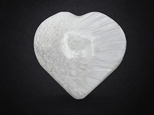 Image of Scolecite Crystal Heart Palm Pebbles Stones for Anxiety Stress Relief Massage - AAA Grade Original Healing Gemstone Agate Heart Palm Stone for Yoga Meditation Spiritual
