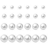 12 Pairs Pearl Earring Studs, White Pearls Stud Earrings for Women, 4 Mixed Sizes Round Simulated Pearl Earrings for Bridal, Wedding, Birthday, Christmas