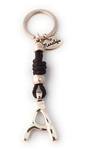 Llavero inicial A de cuero trenzado - Nanaleja - Tus Iniciales - llaveros personalizados hechos a mano - llaveros originales hombre y mujer - porta llaves de bolsillo - regalos originales casa nueva