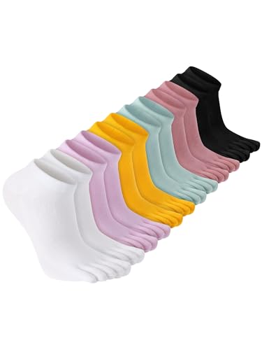 Image of Bencailor 6 /12 /32Pairs Women Toe Socks Five Toe Cotton Socks Ankle Sock with Toes Separated for Women Men Athletic Running