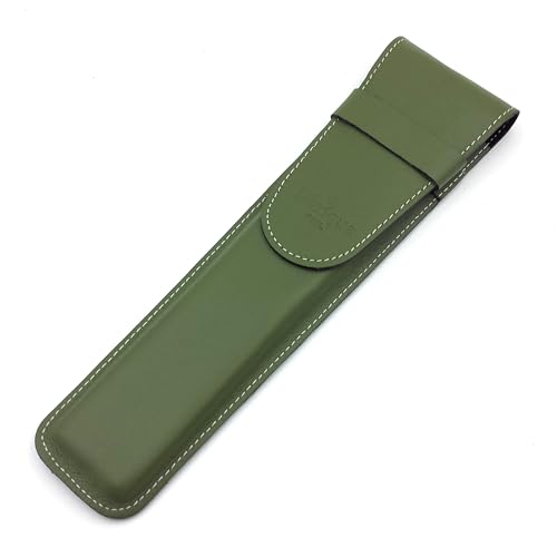 franartPiel - Funda de abanico con cierre de solapa - Estuche de cuero para proteger tu abanico - Hecho a mano en Piel Ubrique (Verde)