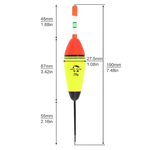 OriGlam 5pcs EVA Foam Floats - Fishing Bobbers for Pike Perch, Carp, Bass (20g) - Image 3