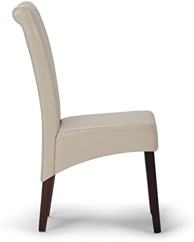 SIMPLIHOME Avalon Dining Chairs - Upholstered Solid Hardwood and Vegan Leather Parsons Chair Set in Satin Cream, Contemporary Dining Room Seating with Curved Back and Cushioned Seat (Set of 2) - Thumbnail 3