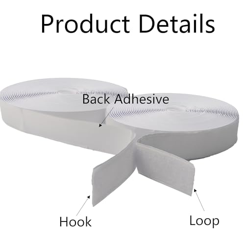 Image of pson 0.78 Inch x 26 Feet Self Adhesive Hook and Loop Tape, Heavy Duty Sticky Back for Home, Office, School, Car, and DIY Projects(White)