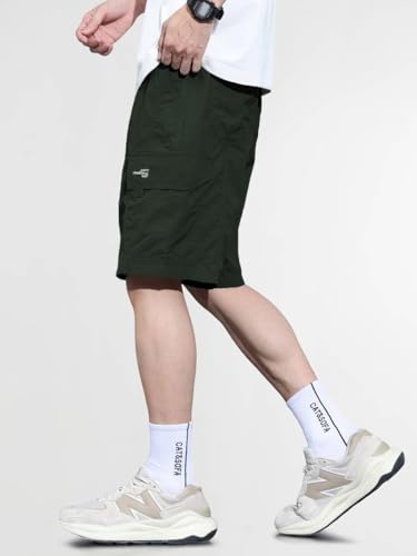Image of TAGDO Men's Cotton Cargo Shorts with Multi Pockets | Lightweight Casual Outdoor Shorts Pant for Men | Elastic Waist Drawstring Utility Shorts for Hiking, Camping and Daily Wear (2048)