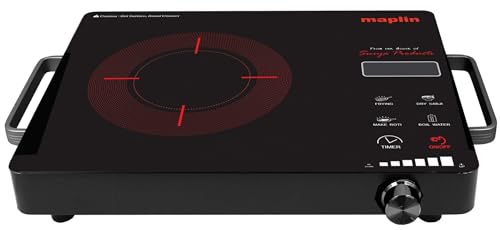 Image of Infra-Red Ray Cooktop Model Surya-IN Glass Plate Size: 36 X 28 cm with Touch Sensor with Grill in Black